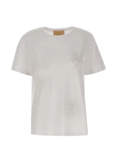 Kaos 시퀸 장식 야자수 티셔츠 In White