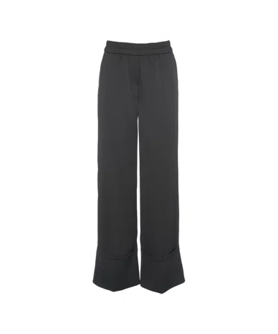 Kaos Wide-leg Trousers With Cuffed Hem In Black