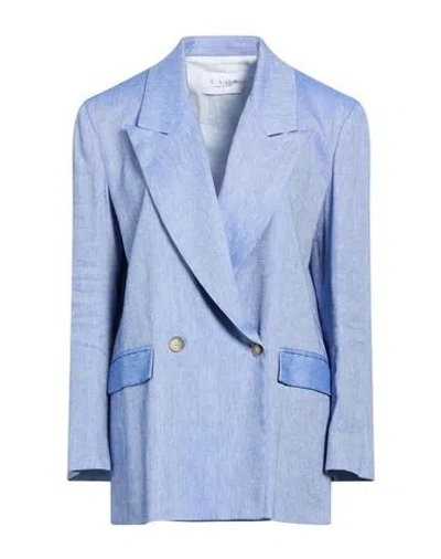 Kaos Woman Blazer Azure Size 8 Linen, Viscose In Blue