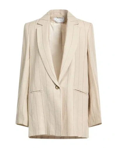Kaos Woman Blazer Beige Size 10 Linen, Viscose, Metallic Fiber In Neutral