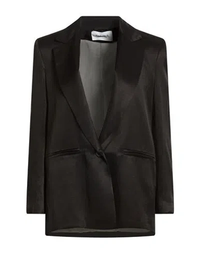 Kaos Woman Blazer Black Size 8 Viscose, Linen In Multi