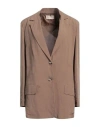 Kaos Woman Blazer Brown Size 10 Viscose, Linen In Brown