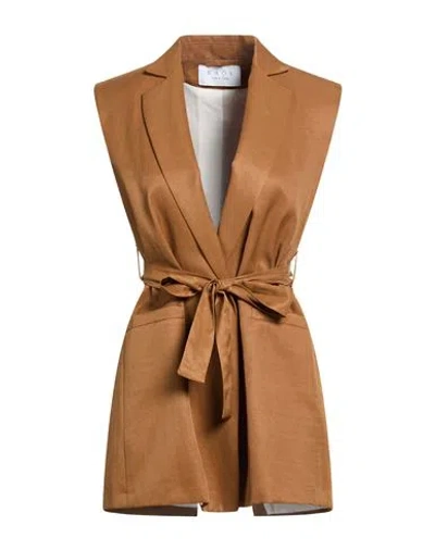 Kaos Woman Blazer Brown Size 6 Viscose, Linen
