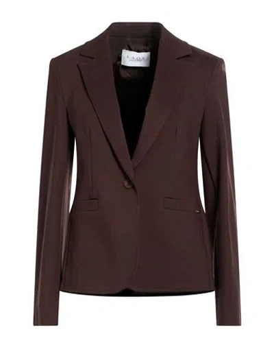 Kaos Woman Blazer Chocolate Brown Size 12 Viscose, Polyamide, Elastane In Burgundy