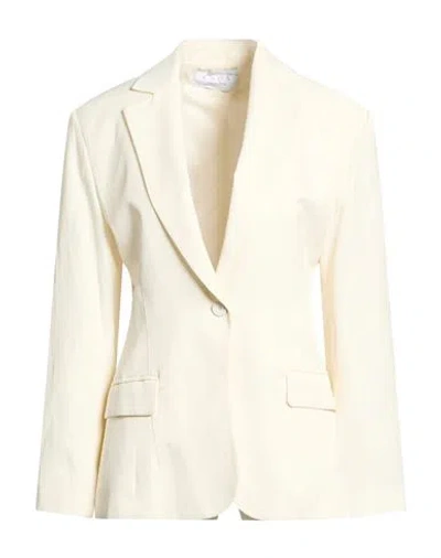 Kaos Woman Blazer Cream Size 2 Viscose, Linen In Neutral