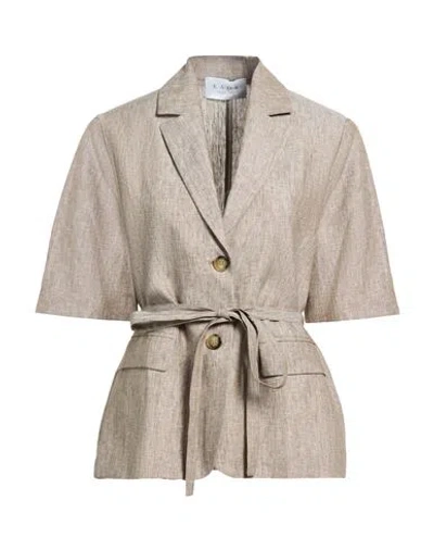 Kaos Woman Blazer Khaki Size 12 Linen In Nude