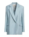 Kaos Woman Blazer Sky Blue Size 10 Linen, Viscose, Polyamide In Blue