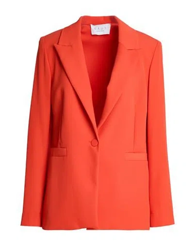 Kaos Woman Blazer Tomato Red Size 2 Polyester, Elastane In Orange
