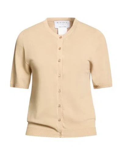 Kaos Woman Cardigan Beige Size S Viscose, Polyamide In Neutral