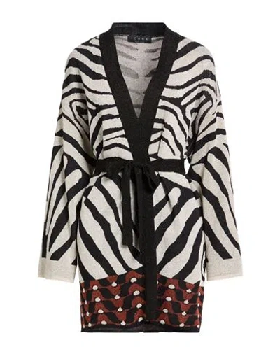 Kaos Woman Cardigan Black Size L Viscose, Polyamide, Metallic Fiber