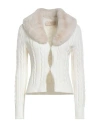 Kaos Woman Cardigan Cream Size M Viscose, Polyester, Polyamide In White