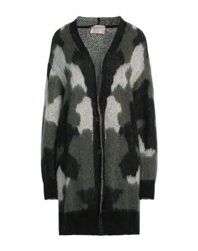 Kaos Woman Cardigan Military Green Size M Acrylic, Mohair Wool, Polyamide