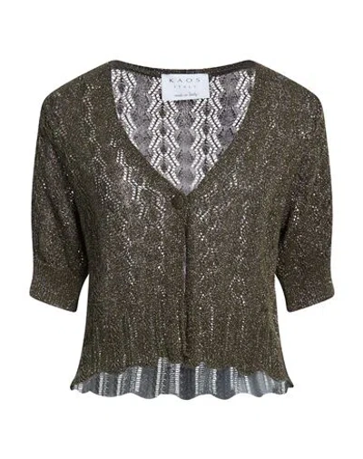 Kaos Woman Cardigan Military Green Size M Viscose, Metallic Fiber
