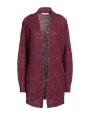 Kaos Woman Cardigan Plum Size L Metallic Polyester, Polyamide, Mohair Wool, Alpaca Wool In Purple