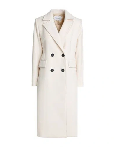 Kaos Woman Coat Cream Size 8 Polyester, Viscose, Polyamide In White