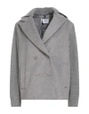 Kaos Woman Coat Grey Size 10 Acrylic, Polyamide, Mohair Wool, Viscose, Metallic Fiber In Gray