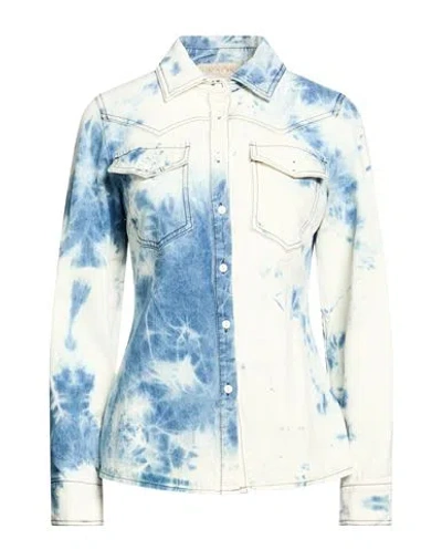 Kaos Woman Denim Shirt Blue Size 8 Cotton In Multi