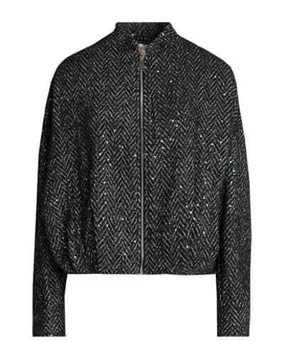 Kaos Woman Jacket Black Size Xl Polyester, Wool, Cotton, Acrylic, Synthetic Fibers