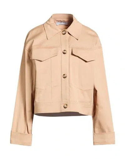 Kaos Woman Jacket Camel Size 12 Cotton, Elastane In Neutral