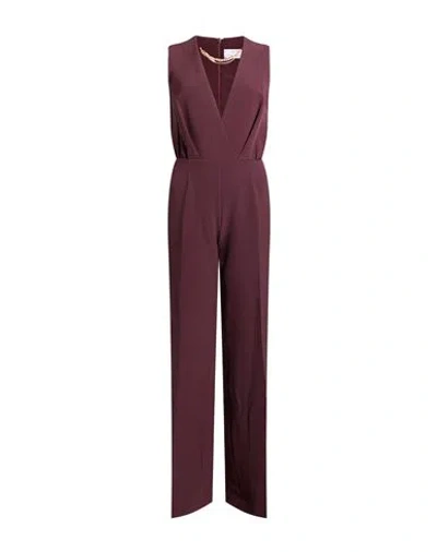Kaos Woman Jumpsuit Burgundy Size 2 Polyester, Elastane