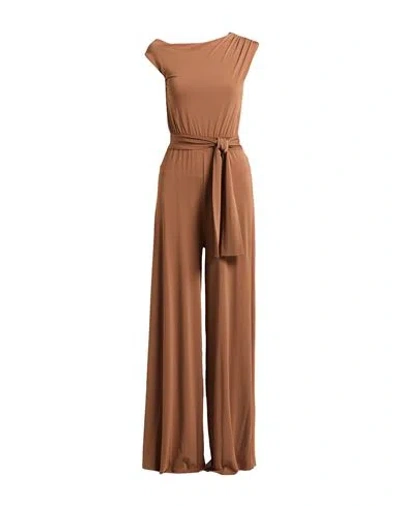 Kaos Woman Jumpsuit Light Brown Size 10 Acetate, Polyamide, Elastane