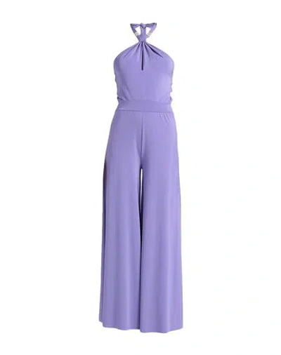 Kaos Woman Jumpsuit Lilac Size 8 Acetate, Polyamide, Elastane In Purple