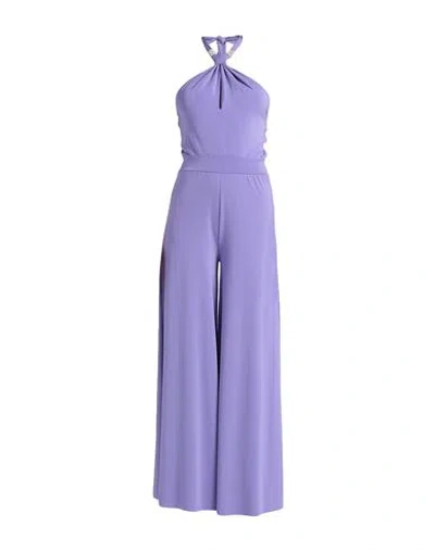 Kaos Woman Jumpsuit Lilac Size 10 Acetate, Polyamide, Elastane In Purple