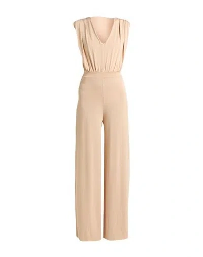 Kaos Woman Jumpsuit Sand Size 8 Acetate, Polyamide, Elastane In Brown