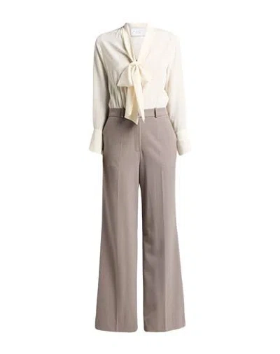 Kaos Woman Jumpsuit Taupe Size 10 Polyester, Viscose, Elastane In Gray