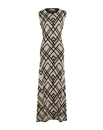 Kaos Woman Maxi Dress Beige Size L Viscose, Polyamide, Metallic Fiber In Multi