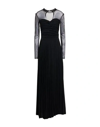 Kaos Woman Maxi Dress Black Size 6 Polyester, Viscose, Polyamide, Metallic Polyester, Elastane