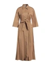 Kaos Woman Maxi Dress Camel Size 6 Cotton In Beige