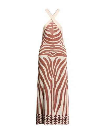 Kaos Woman Maxi Dress Ivory Size M Viscose, Polyamide, Metallic Fiber In Burgundy