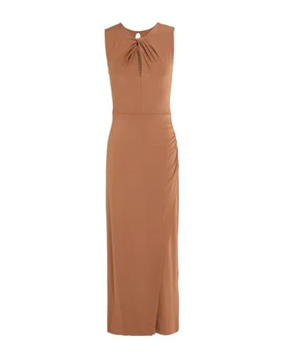 Kaos Woman Maxi Dress Light Brown Size 12 Acetate, Polyamide, Elastane