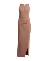 Kaos Woman Maxi Dress Light Brown Size 8 Acetate, Polyamide, Elastane