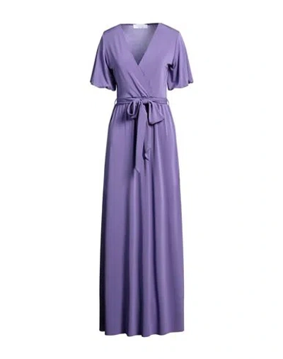 Kaos Woman Maxi Dress Light Purple Size 6 Acetate, Polyamide, Elastane