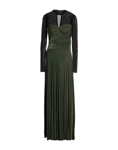 Kaos Woman Maxi Dress Military Green Size 12 Polyester, Viscose, Polyamide, Metallic Polyester, Elas