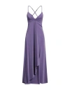 Kaos Woman Maxi Dress Purple Size 8 Cotton, Polyester, Polyamide, Metallic Polyester, Elastane In Purple