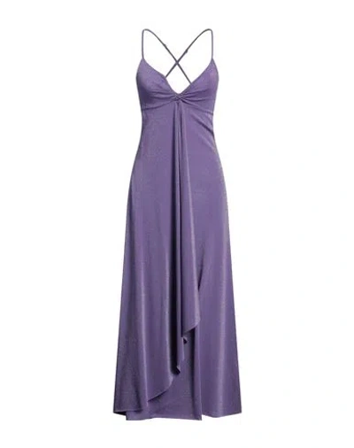 Kaos Woman Maxi Dress Purple Size 8 Cotton, Polyester, Polyamide, Metallic Polyester, Elastane