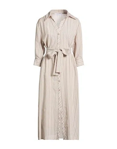 Kaos Woman Midi Dress Beige Size 6 Viscose, Polyamide, Polyester In White