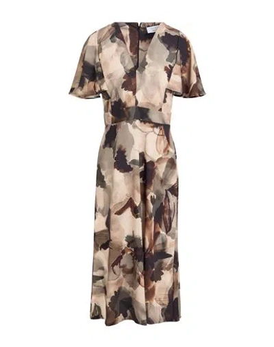 Kaos Woman Midi Dress Beige Size 8 Polyester, Elastane In Brown