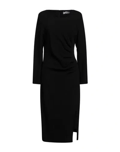 Kaos Woman Midi Dress Black Size 10 Viscose, Elastane