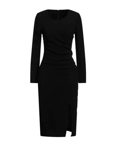 Kaos Woman Midi Dress Black Size 6 Viscose, Elastane