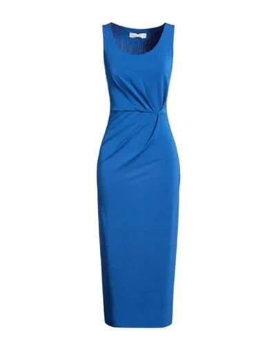 Kaos Woman Midi Dress Blue Size 8 Acetate, Polyamide, Elastane