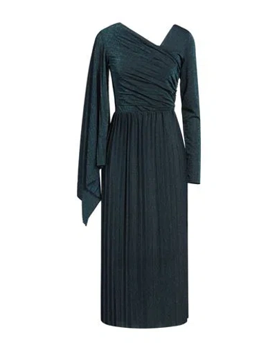 Kaos Woman Midi Dress Blue Size 6 Polyester, Viscose, Polyamide, Metallic Polyester, Elastane In Blue