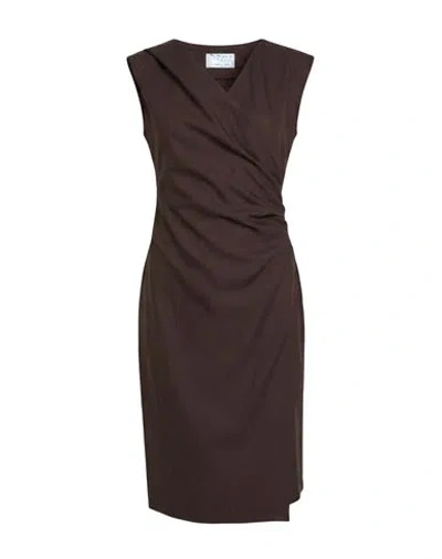 Kaos Woman Midi Dress Brown Size 4 Polyester, Viscose, Elastane