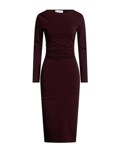Kaos Woman Midi Dress Burgundy Size 4 Viscose, Nylon, Elastane In Red