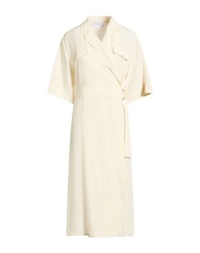 Kaos Woman Midi Dress Cream Size 8 Tencel, Linen In Neutral