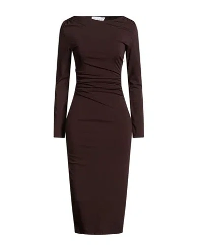 Kaos Woman Midi Dress Dark Brown Size 4 Viscose, Nylon, Elastane