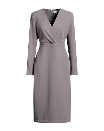 Kaos Woman Midi Dress Grey Size 10 Polyester In Gray